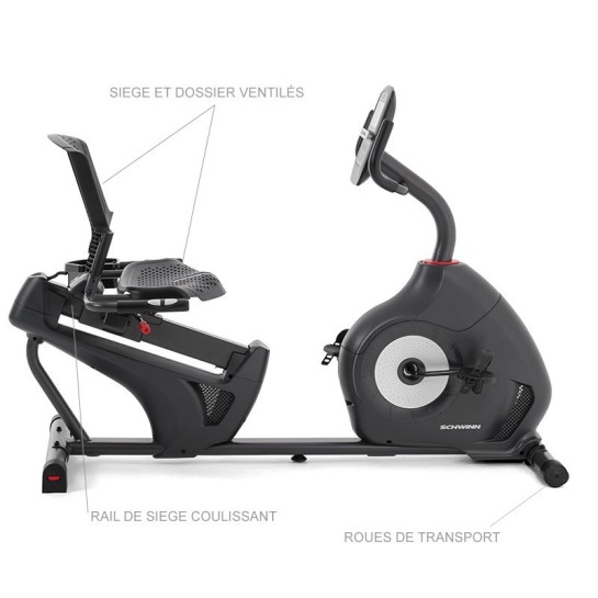 Vélo d'appartement semi-allongé haut de gamme Schwinn 510R