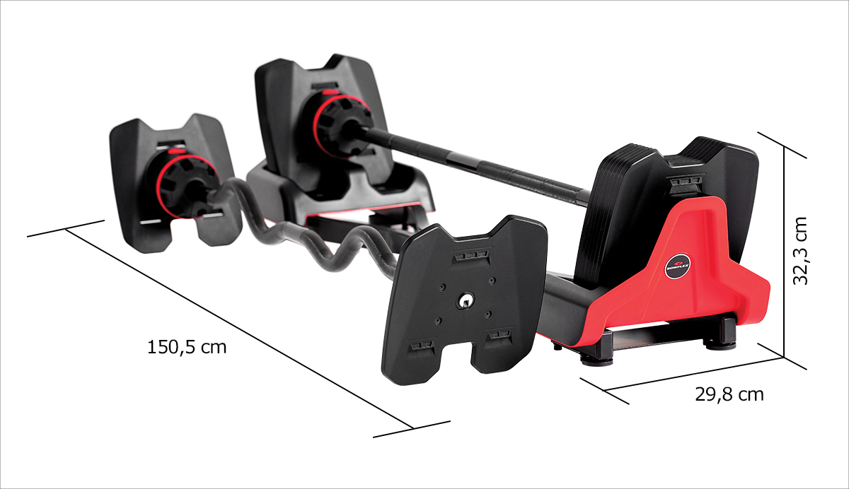 dimensions haltère 2080 Bowflex SelectTech